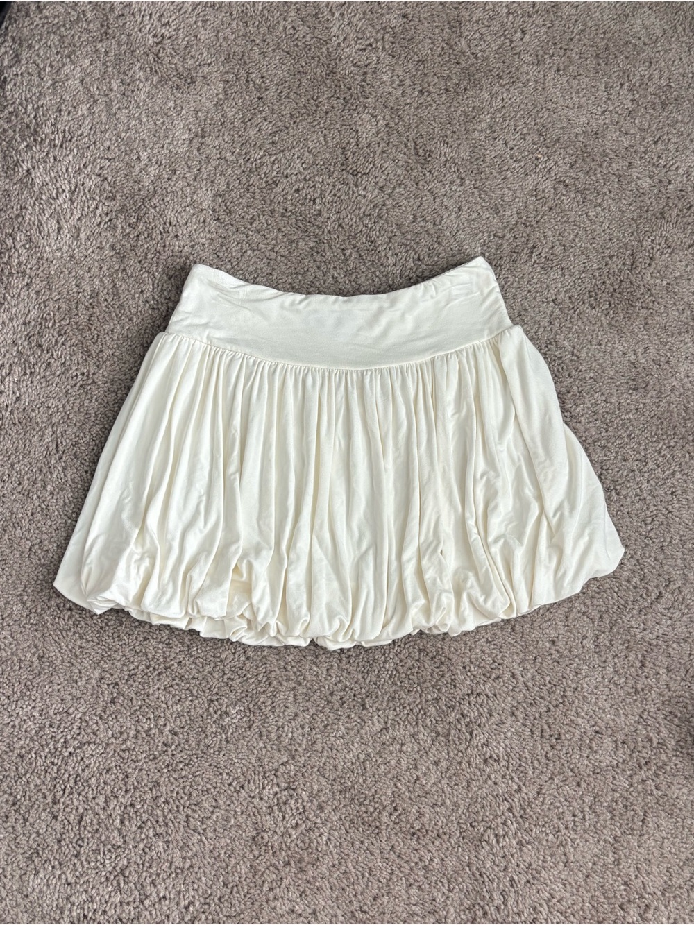 Cream Bubble Hem Mini Skirt